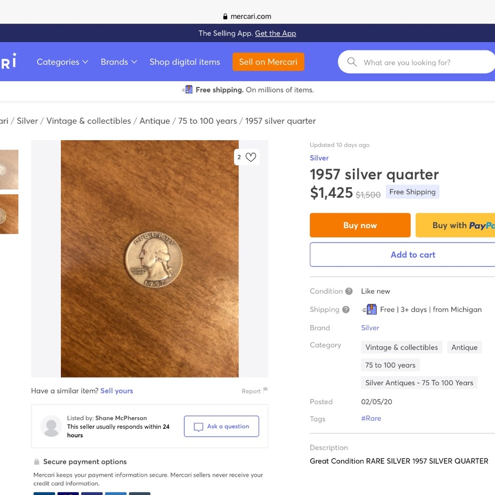 1957 quarter (sliver)